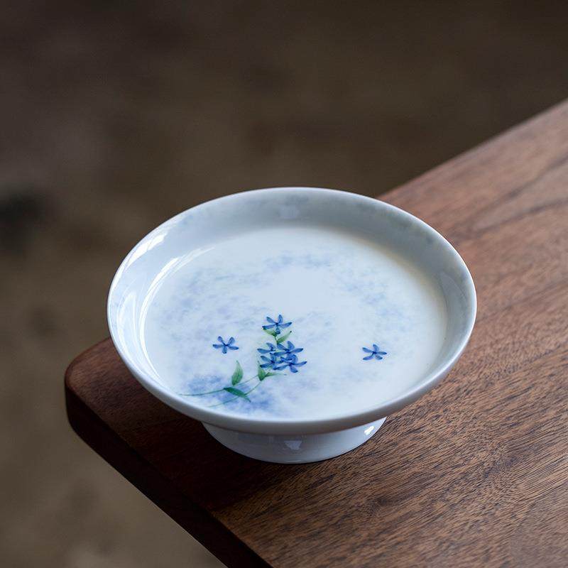 手绘蓝风铃高足果盘陶瓷功夫茶具干泡盘简约高脚托盘点心盘干果盘,餐饮具,果盆/果盘/果篮,淘宝优惠券,粉丝福利购,淘宝优惠卷