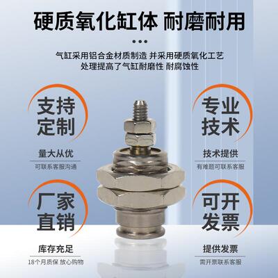 单作用弹簧压回针型气缸面板安装型小型气缸CJPB系列针形气缸