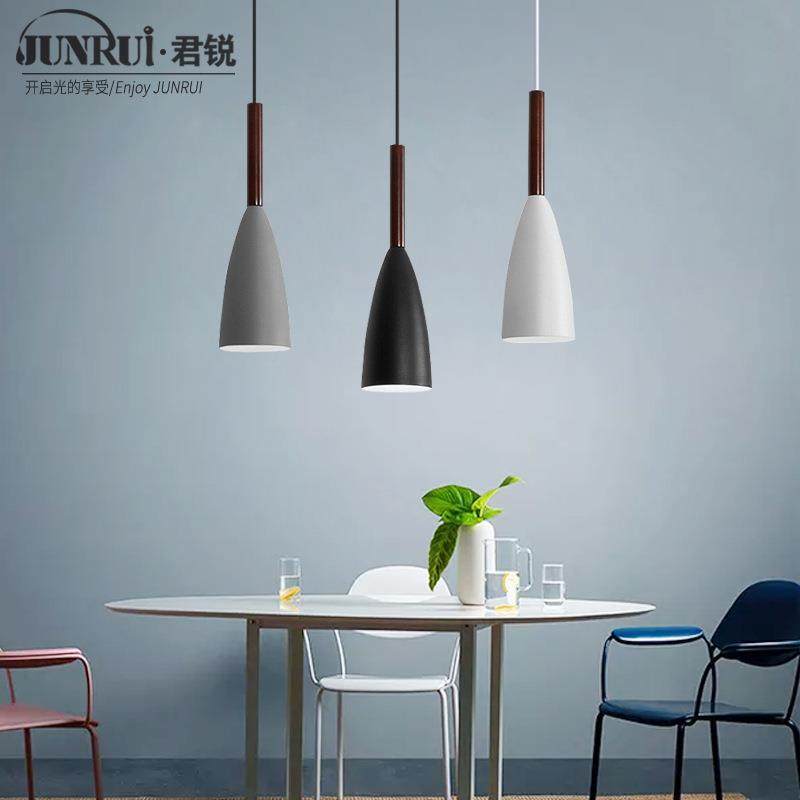 北欧单头创意简约吧台实木餐厅吊灯 现代办公室床头书房LED吊灯,家装灯饰光源,智能吊灯,淘宝优惠券,粉丝福利购,淘宝优惠卷