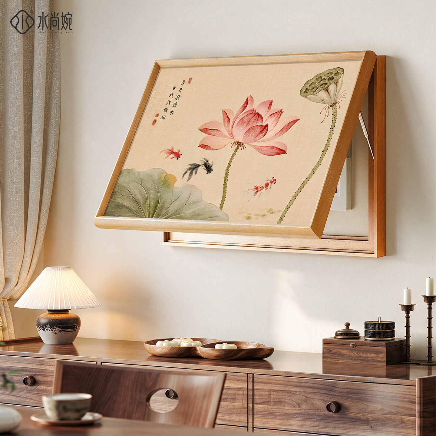 【新款7折】荷花电表闸箱装饰画