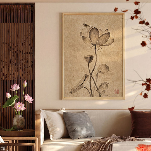 【宋氏美学】水墨荷花客厅装饰画