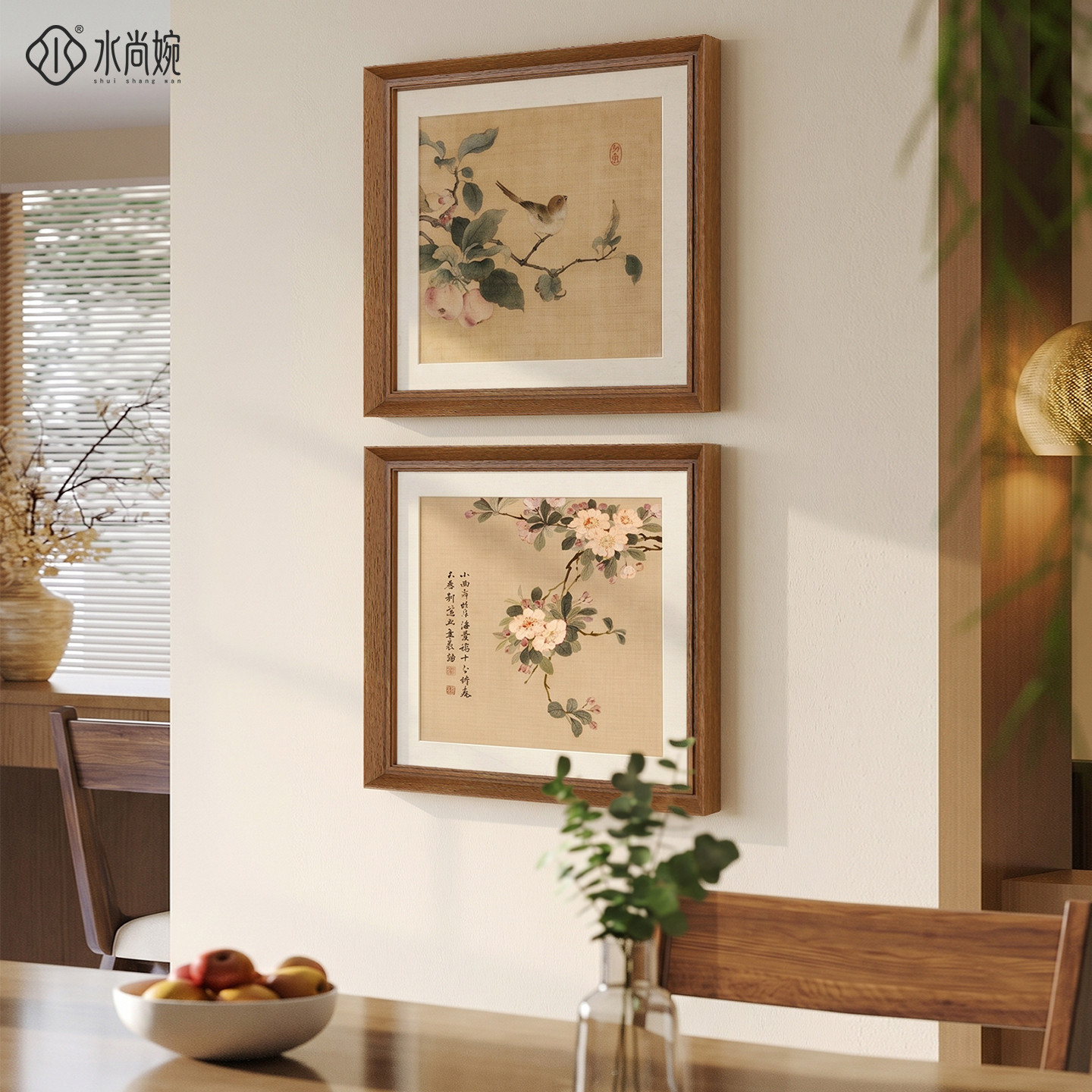 花鸟图新中式茶室背景墙挂画宋代美学客厅装饰画禅意仿古组合壁画