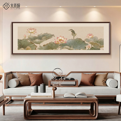 【新中式风】莲花花鸟图客厅挂画