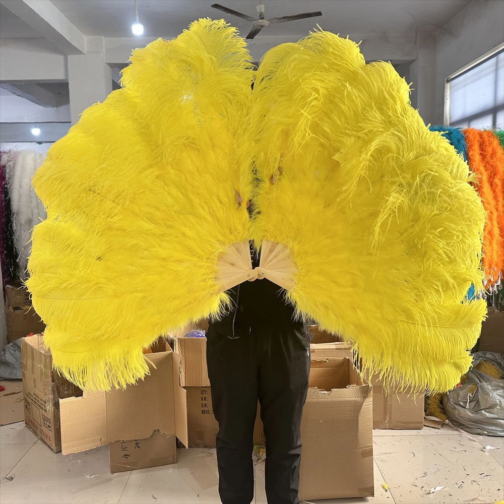 包邮大鸵鸟羽毛扇表演舞蹈折叠手持扇派对道具舞台表速卖通热卖
