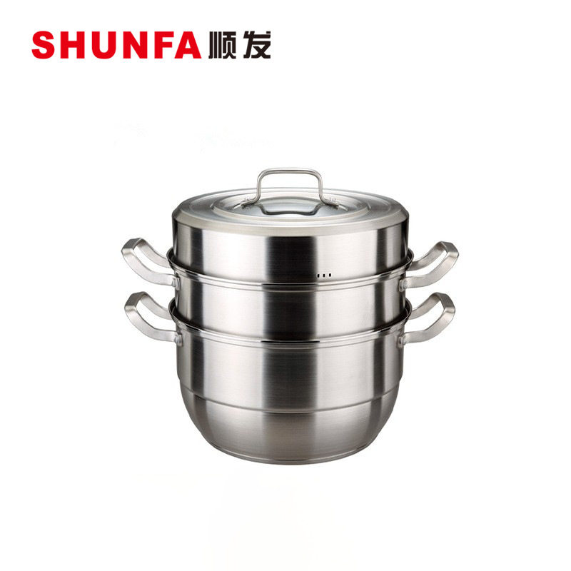 顺发欧品尚多用四层蒸汤锅304不锈钢三层复合底蒸锅上蒸下煮包邮