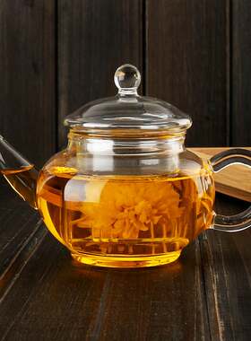 围炉煮茶玻璃茶具花茶壶侧把带过滤内胆小容量室内家用烧水烤茶壶