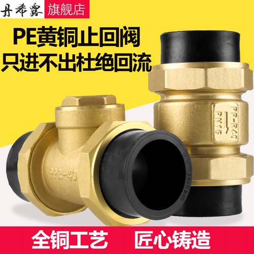 PE给水管止回阀铜卧立式双活接单向阀自来水管逆止阀4/6分DN20/25