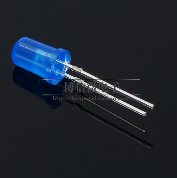 1K装 F5 蓝发蓝 蓝灯 5mm蓝光 蓝发蓝高亮LED 蓝色圆头灯珠 短脚