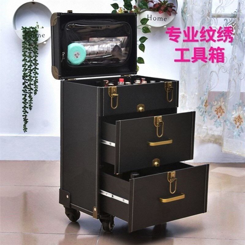 美甲箱子高档多层大容量纹绣纹眉工具箱专业化妆箱拉杆跟妆师专用