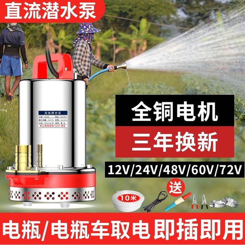 德国进口直流潜水泵12V24V48V60V72V家用抽水机电瓶车通用型电动