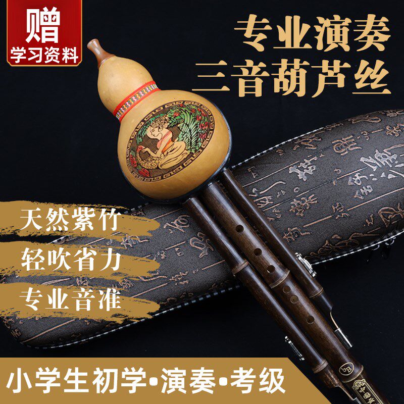 葫芦丝C调天然紫竹降B调三音防摔成人儿童初学考级专业演奏乐器