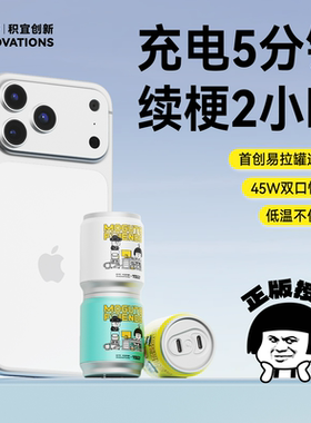 gye积宜充电器45W适用苹果17/16pro max快充氮化镓折叠双口Type-C插头手机平板笔记本电源适配器蘑菇头充电头