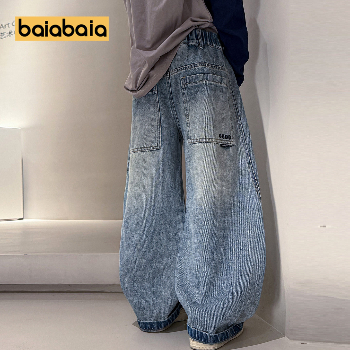 男童牛仔裤春秋新款直筒春季初中生时髦男孩儿童中大童长裤休闲薄