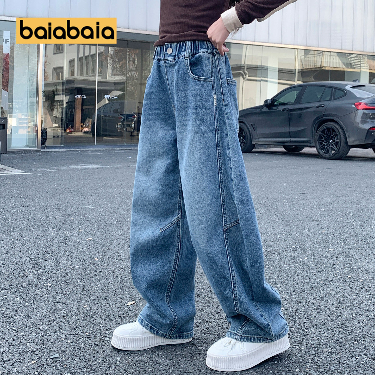 儿童牛仔裤春秋新款洋气女童裤子中大童长裤直筒软窄版初中生休闲