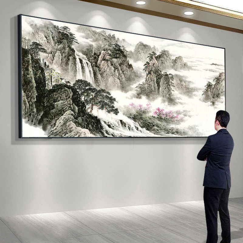 2026年新款客厅挂画山水沙发背景墙装饰靠山图中堂壁画办公室字画