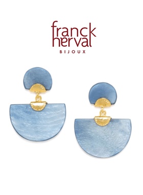 法国品牌Franck Herval蕾娜系列耳钉法式气质款百搭款蓝色耳饰