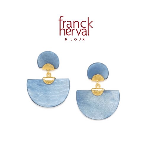 法国品牌Franck Herval蕾娜系列耳钉法式气质款百搭款蓝色耳饰