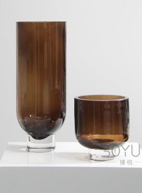 北欧风样板间民宿客厅电视柜背景墙高脚创意琉璃玻璃花瓶大号摆件