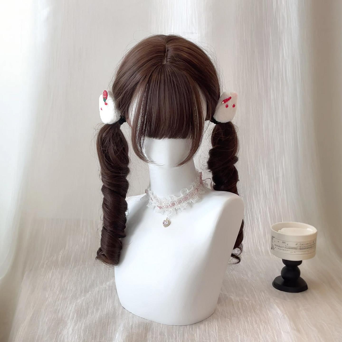 【栗子】Lolita假发女短卷发可爱双马尾罗马卷修脸JK日常全头套式