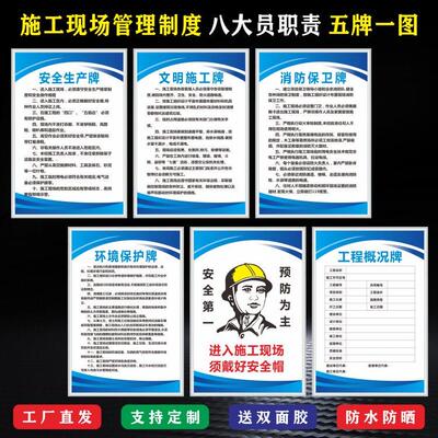 五牌一图施工制度牌八大员岗位职责建筑工地标识牌安全警示牌定做