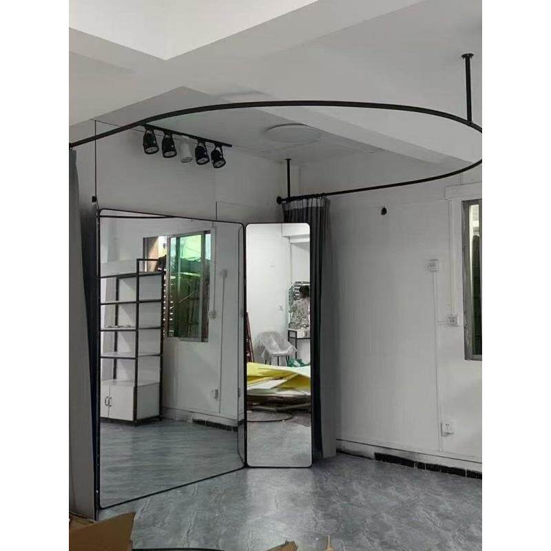 服装店试衣间u型杆婚纱店影楼更衣室换衣间架子铁艺窗帘架货架