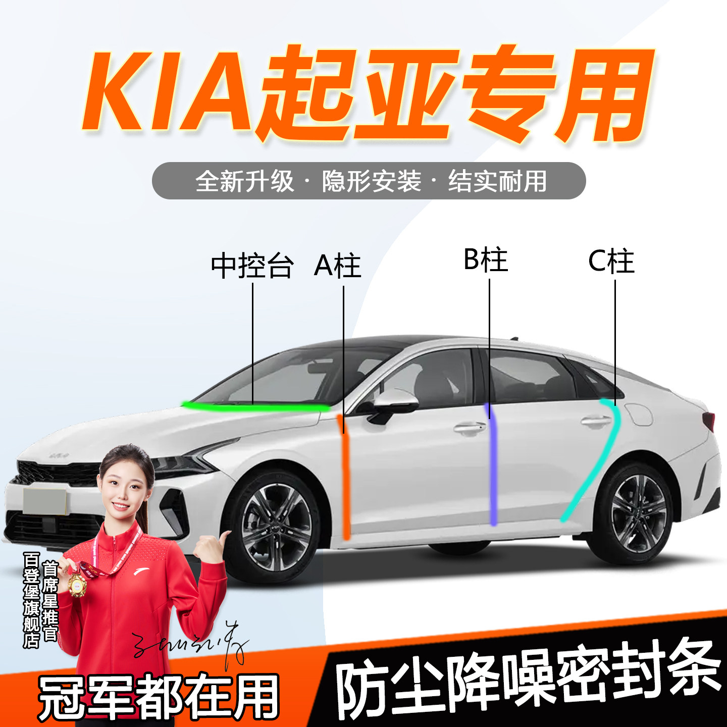 适用起亚K3/K5/K2/索奈/塞图斯/奕跑车门专用密封条ABC柱中控隔音