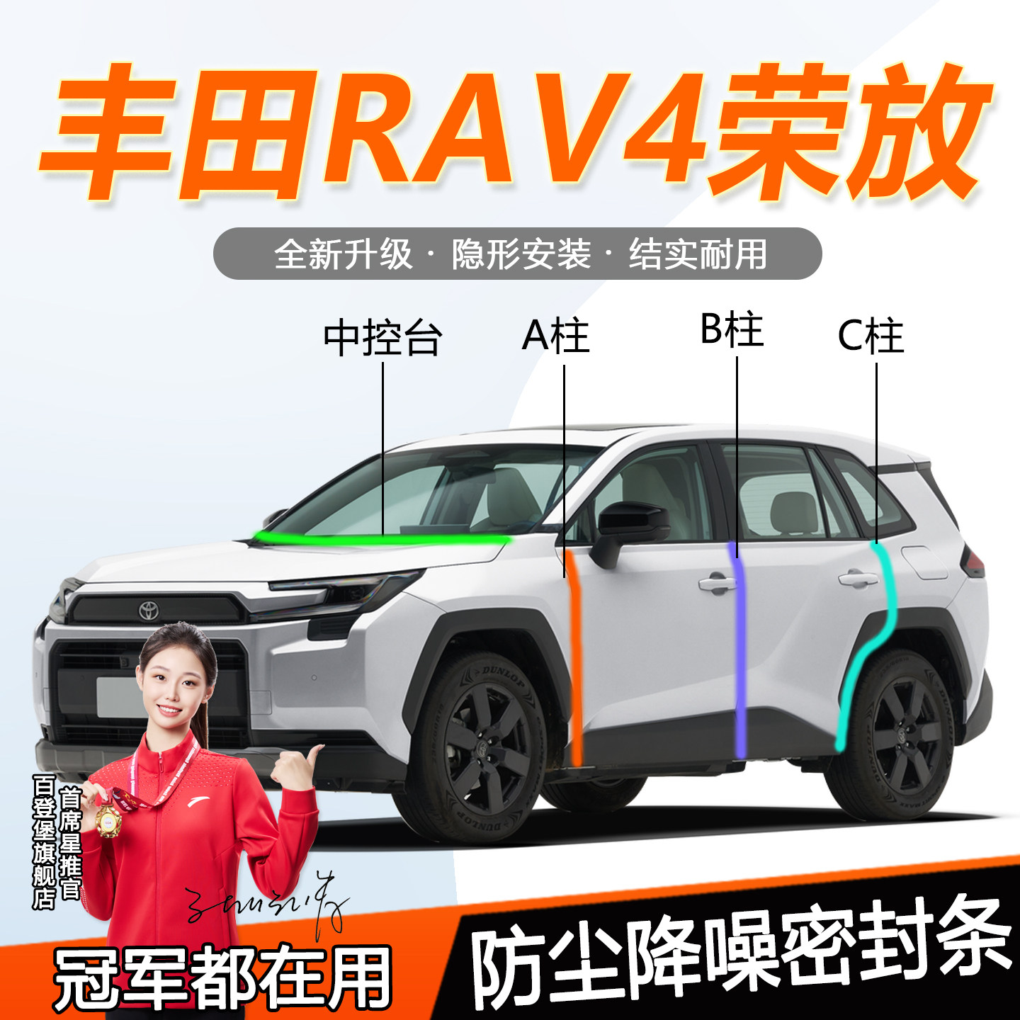 丰田RAV4荣放/双擎密封条全车门A柱B柱C柱中控仪表台隔音防尘胶条