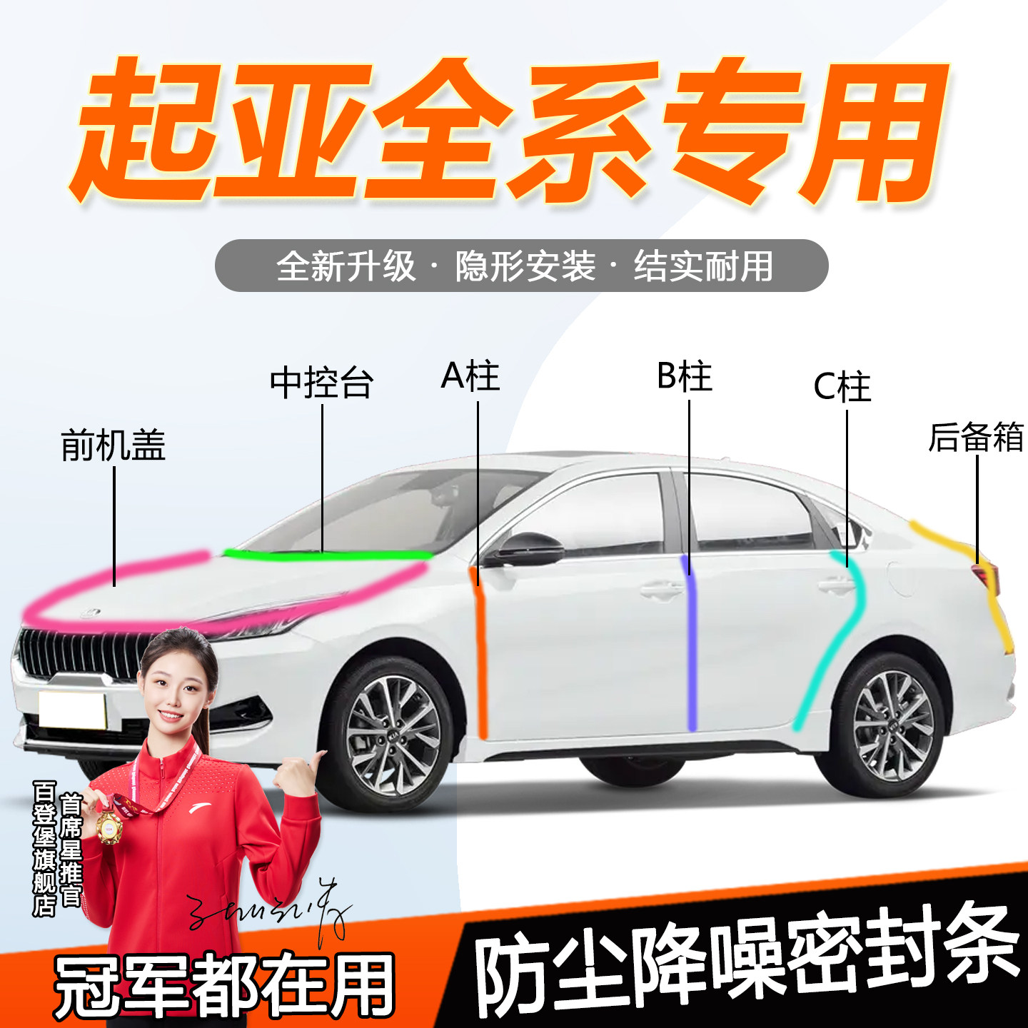 起亚汽车门密封条K2K5K3智跑焕驰傲跑ABC仪表台柱机盖后备箱胶条