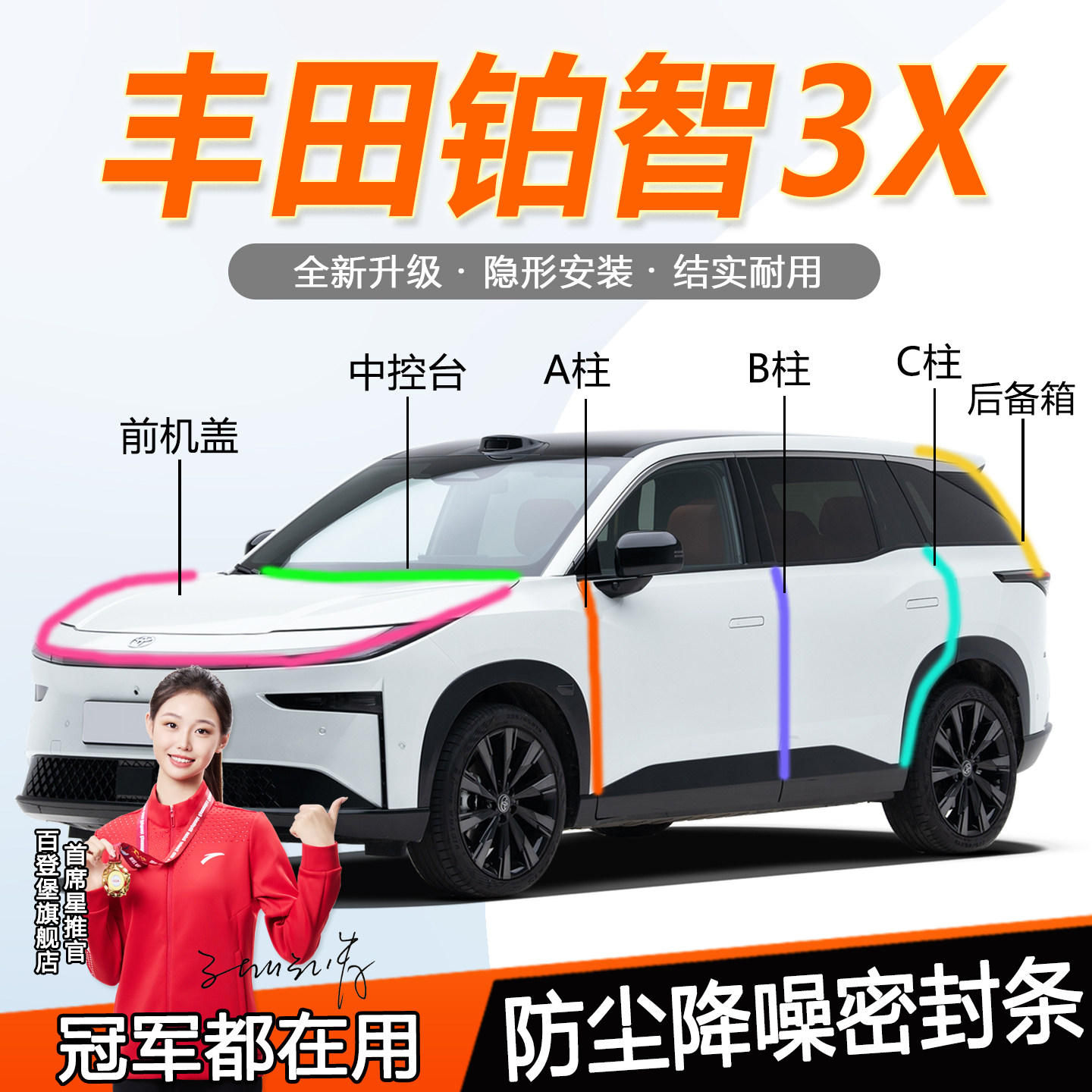 丰田铂智3X/PRO/AIR+汽车门密封条仪表台ABC柱机盖后备箱隔音胶条