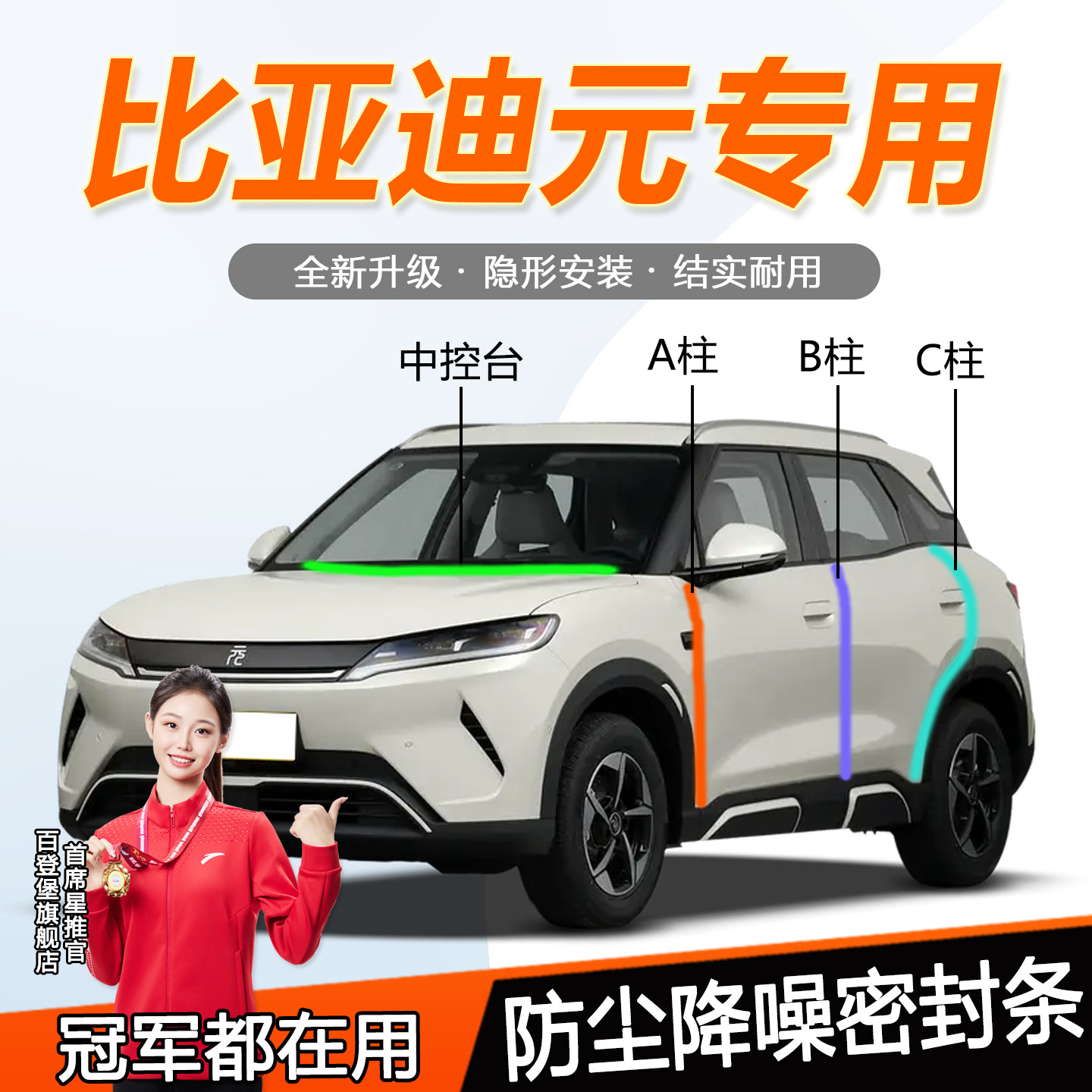 比亚迪元全系汽车门隔音密封胶条图片