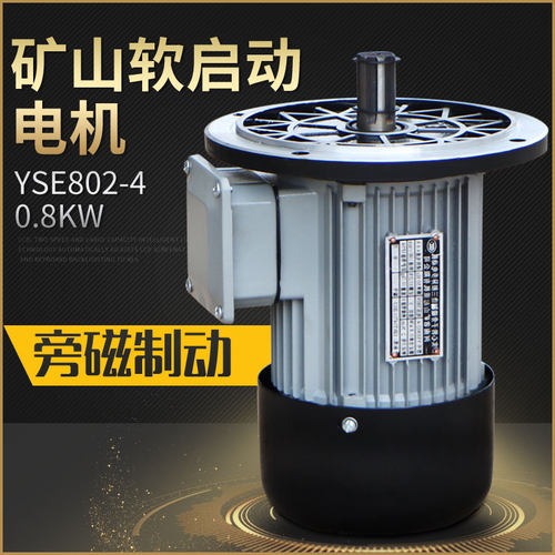 河南矿山YSE802-4 0.8KW铝壳软启动电动机 实心转子旁磁制动电机