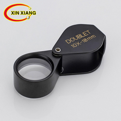 新款10x18mm高档折叠式全金属鉴定古玩宝石珠宝镜 带皮套7005A