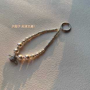 「次日达」ins手机链高级感超闪镶钻钥匙扣挂饰百搭防摔链土星珍