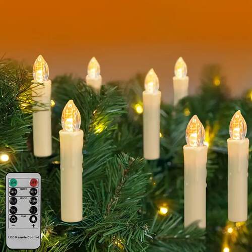 Christmas candle遥控定时圣诞树布置装饰氛围灯圣诞节带夹子蜡烛