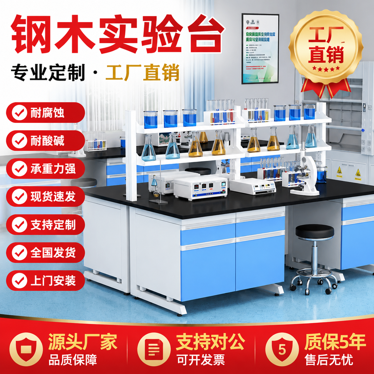 钢木全钢耐酸碱实验台定制