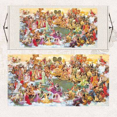 瑶池会仙图挂画诸天神仙蟠桃聚会卷轴画瑶池仙境装饰丝绸画已装裱