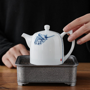 上古 德化手绘茶壶 泡茶壶陶瓷青瓷茶具秦权壶单壶家用带过滤简约