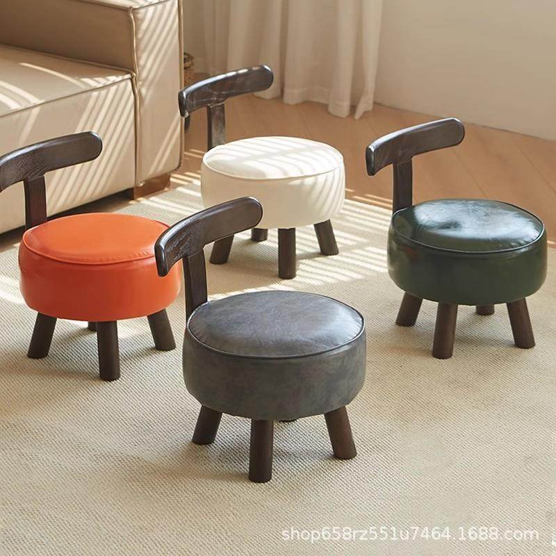 单人沙发椅子实木换鞋小凳子小户型客厅旋转大人坐靠背休闲椅圆椅