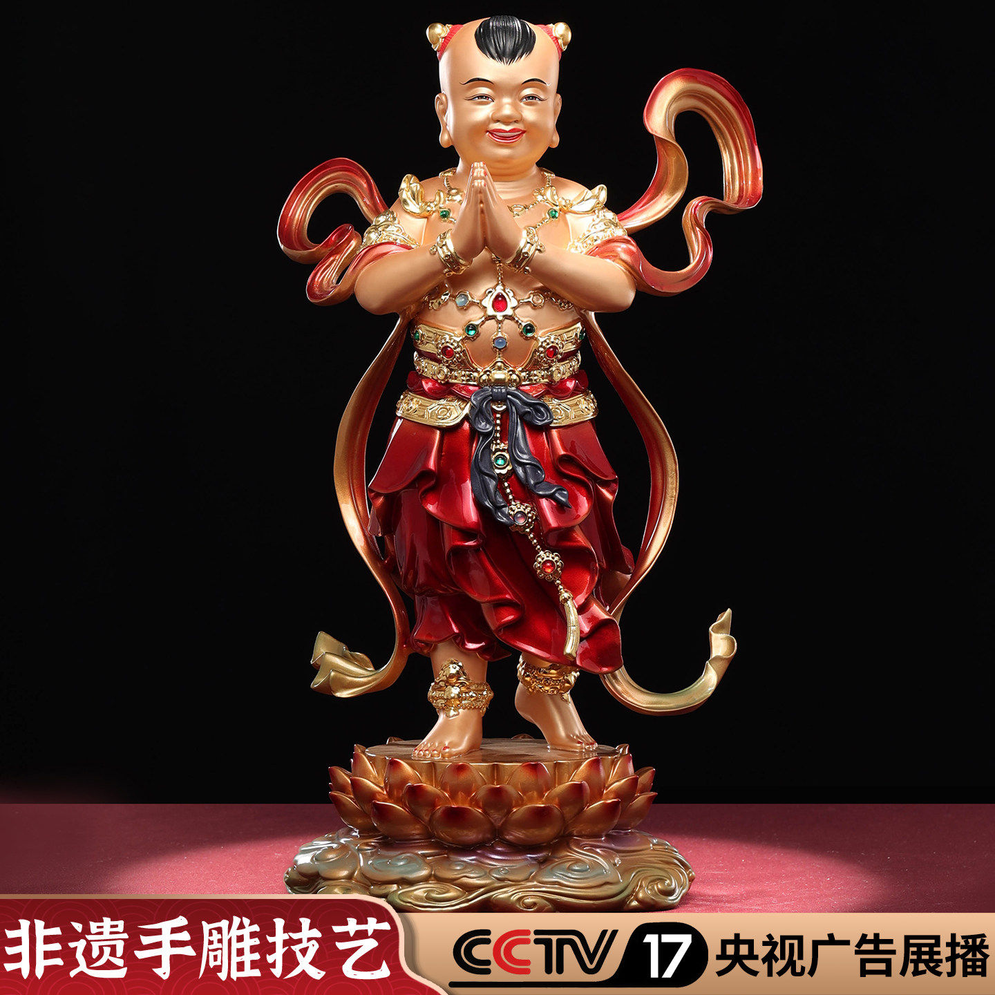 尼泊尔工艺善财童子龙女一对金童玉女观音菩萨像佛像家用居家供奉