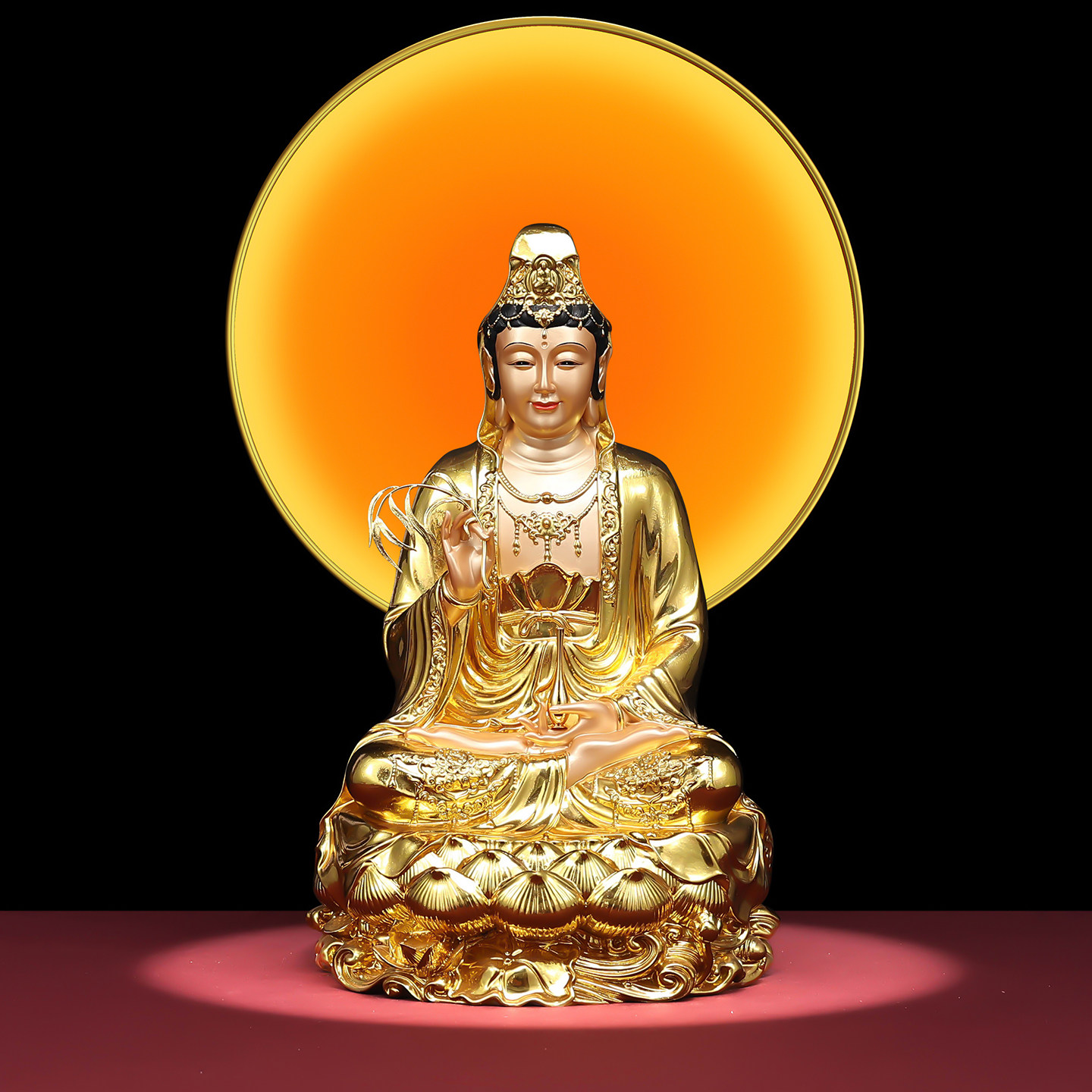 台湾贴金观音神像家用供奉南海观音佛像观世音菩萨居家供奉保平安
