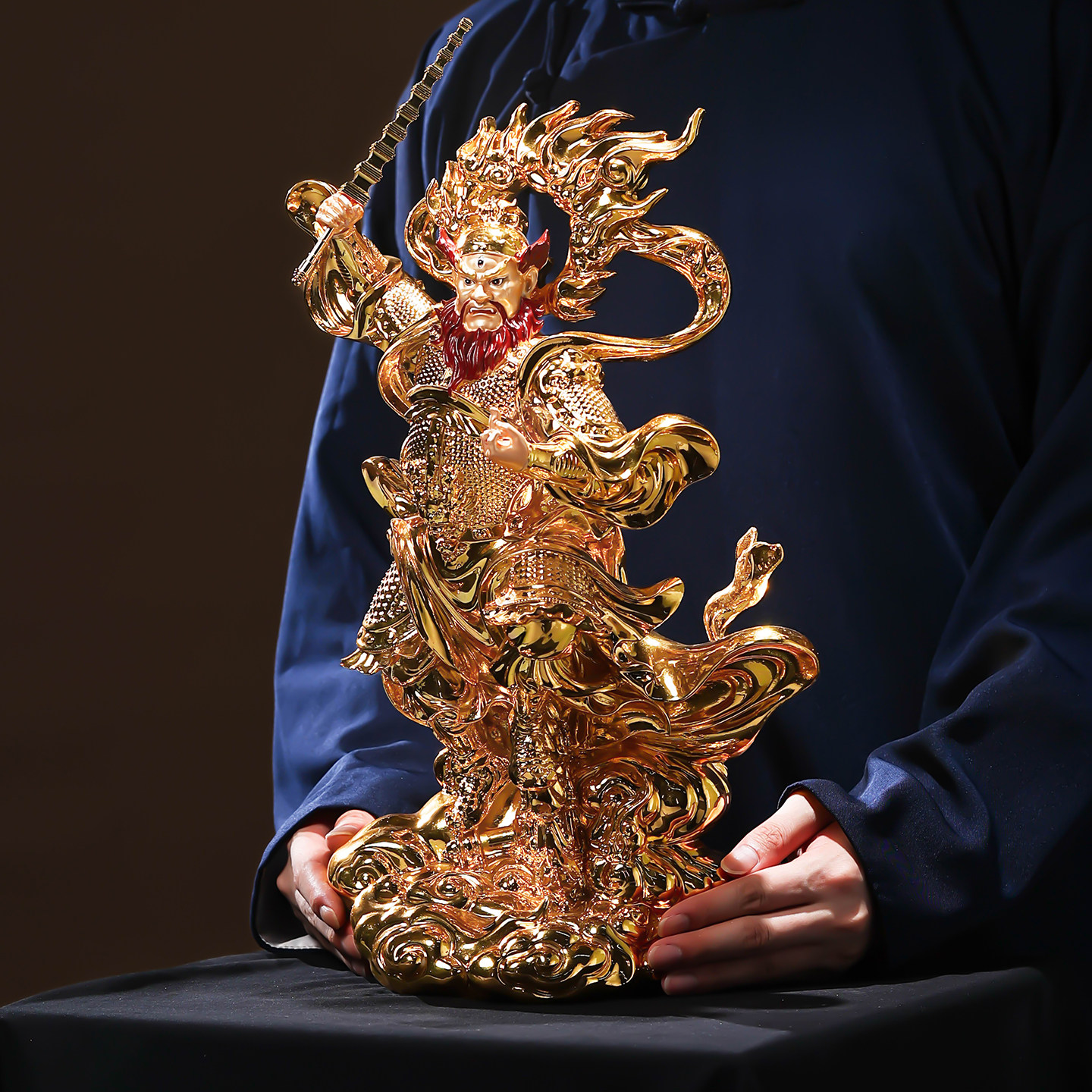 台湾贴金王灵官金身神像王善玉枢火神摆件客厅供奉护法镇山神将军