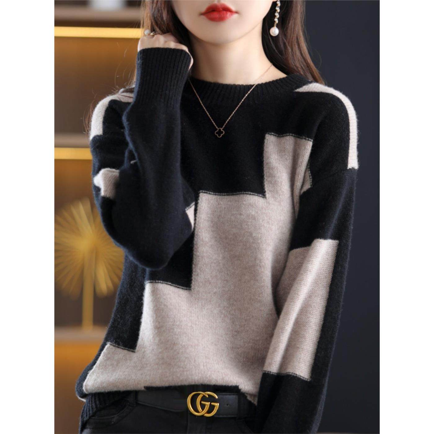 清仓捡漏~专柜撤回大牌秋冬针织上衣外贸女装羊绒衫打底拼色毛衣,女装/女士精品,羊绒衫,淘宝优惠券,粉丝福利购,淘宝优惠卷