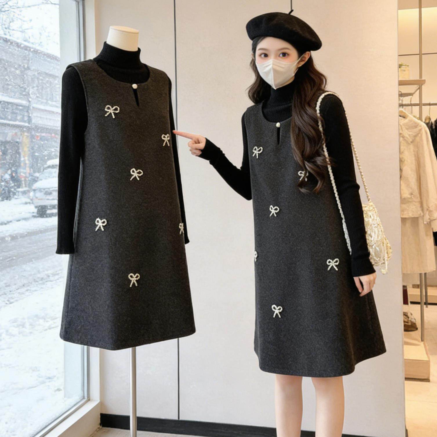 秋冬新款大码女装微胖女生穿搭小香风显瘦遮肉减龄套装毛呢连衣裙,女装/女士精品,大码连衣裙,淘宝优惠券,粉丝福利购,淘宝优惠卷