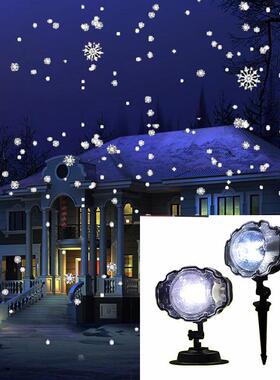 led新款迷你下雪灯 圣诞投影灯 白色彩色雪花投影灯 户外草坪灯