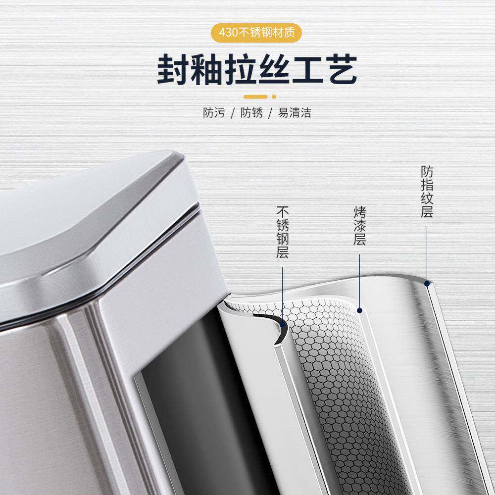 50L大容量不锈钢分类垃圾桶静音脚踏桶带盖商用办公酒店家用厨房