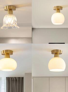 北欧创意白色奶油色玻璃走廊灯简约过道入户玄关灯卧室床头吸顶灯
