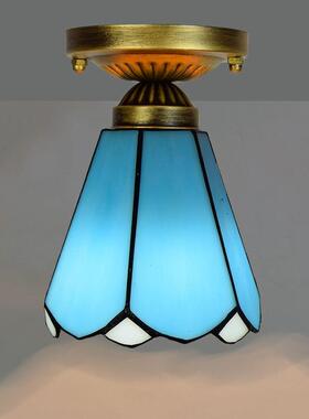 15CM欧琈蒂凡尼复古地中海蓝色过道走廊阳台门厅楼梯装饰小吸顶灯