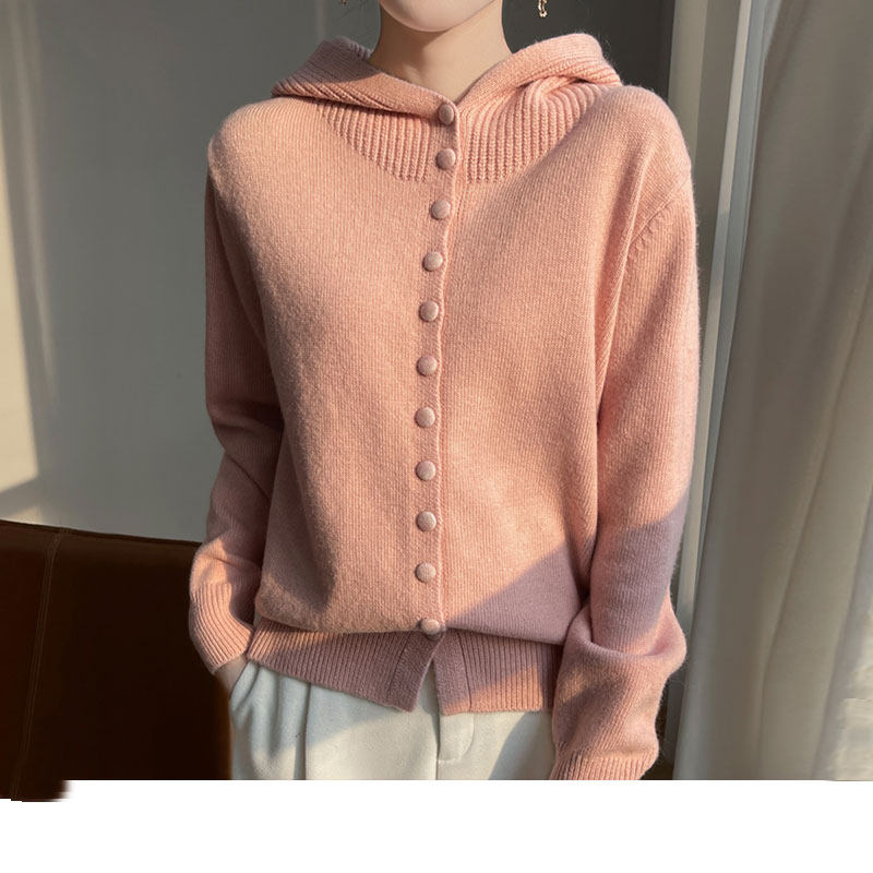 秋冬新款连帽针织开衫外套女士上衣纯色百搭宽松减龄毛衣外搭,女装/女士精品,毛衣,淘宝优惠券,粉丝福利购,淘宝优惠卷