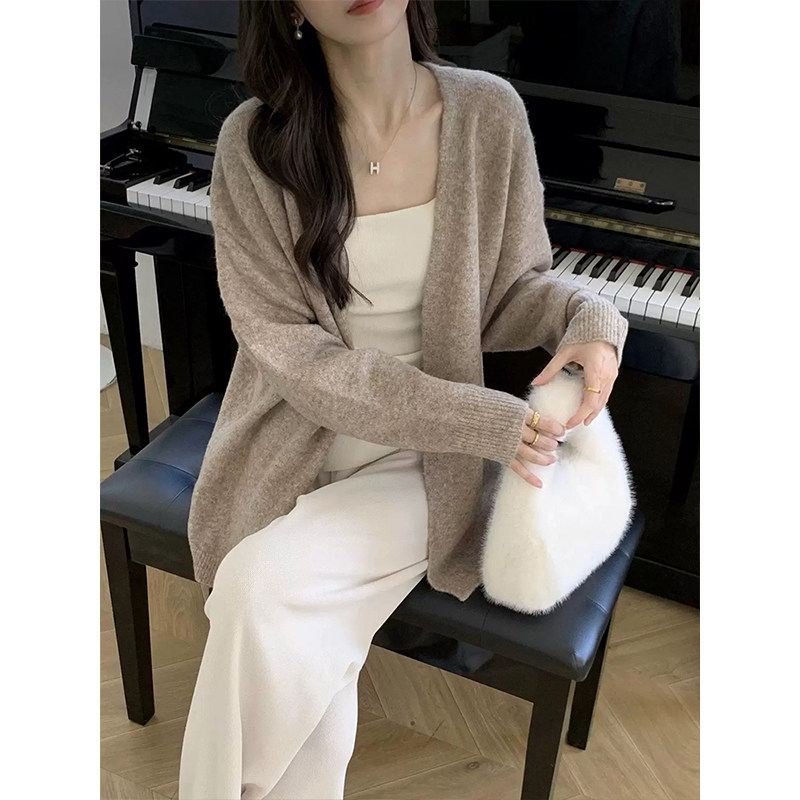 韩系慵懒风开衫宽松软糯女春秋休闲针织外套