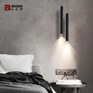 床头吊灯极简单头卧室现代简约客厅电视背景墙餐厅吧台双头圆柱灯